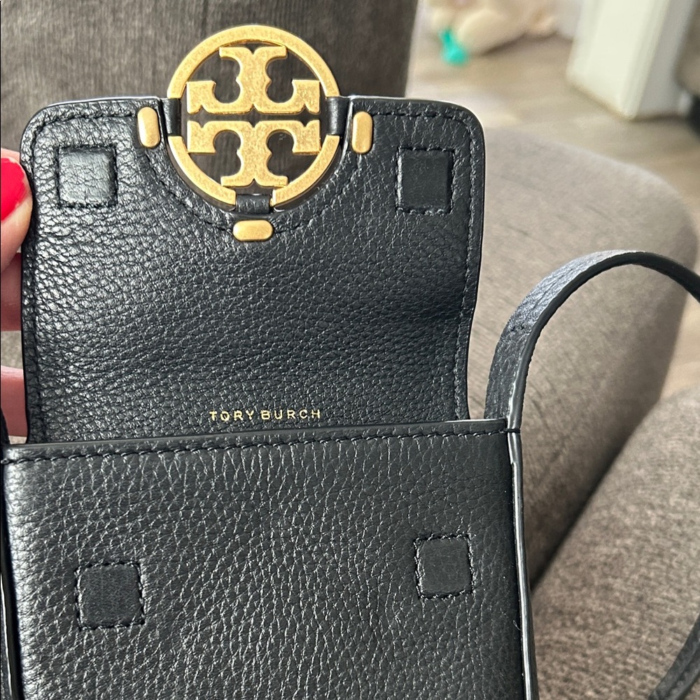 Tory Burch Black Leather Crossbody with Gold Accent - Picture 2 of 5